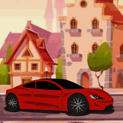 Red Sports Car Driving Down Street GIF