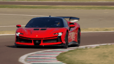 Red Sports Car Driving On Curve GIF