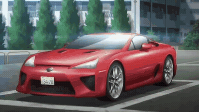 Red Sports Car Parked In Lot With Building GIF