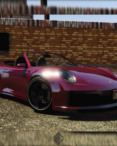 Red Sports Car With License Plate B1 GIF