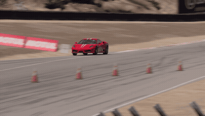 Red Sports Car with White Stripes