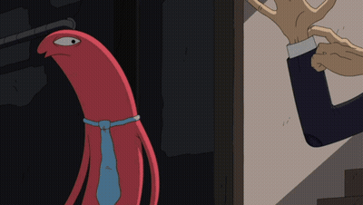 Red Squid In Blue Tie GIF