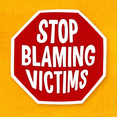 Red Stop Sign Saying Stop Blaming Victims GIF