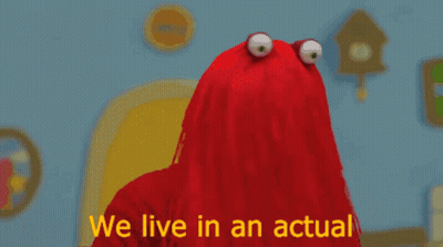 Red Stuffed Animal In Front Of Nightmare Sign GIF