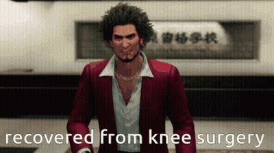 Red Suit Man Saying Recovered From Knee Surgery GIF