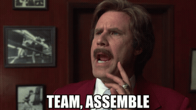 Red Suit Man Stuffed Animal Wolf Pack Assemble GIF