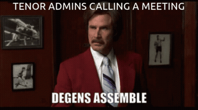 Red Suit Man: Tenor Admins Calling Meeting Degens Assemble