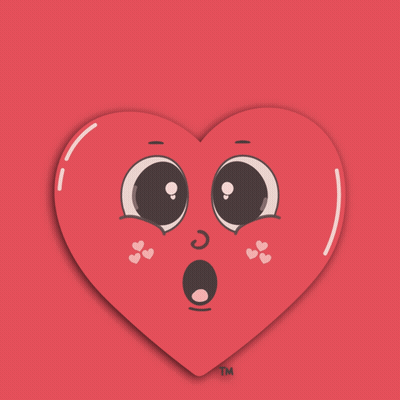 Red Surprised Heart Saying Wow GIF