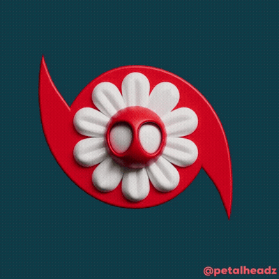 Red Swirl With White Flower Petalheadz GIF
