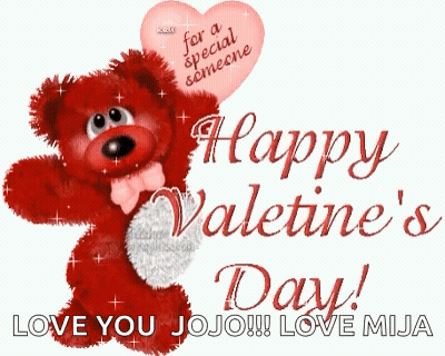 Red Teddy Bear Holding Heart Balloon Happy Valentine's Day GIF