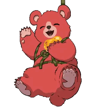 Red Teddy Bear Holding Yellow Object Sticker