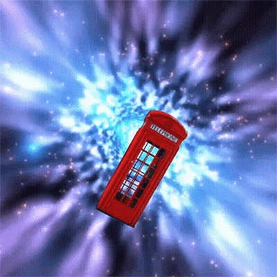 Red Telephone Booth Flying Through Vortex GIF