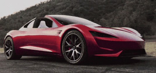 Red Tesla Roadster On The Road GIF
