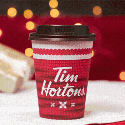 Red Tim Hortons Cup With Black Lid GIF