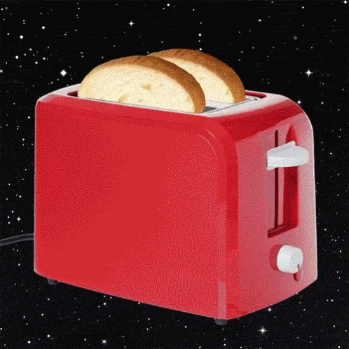 Red Toaster With Two Slices Of Bread GIF