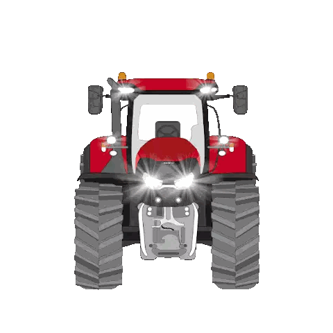 Red Tractor With Headlights Sticker