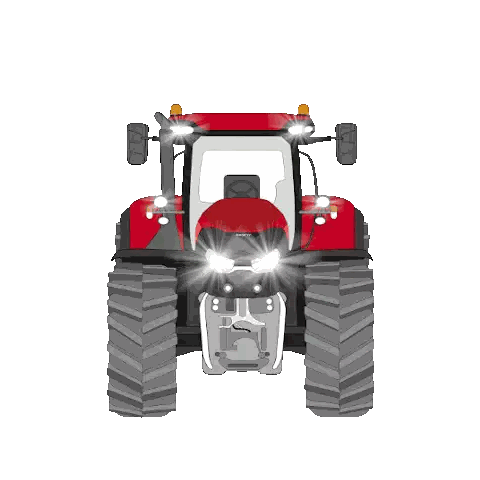 Red Tractor With Lights Sticker