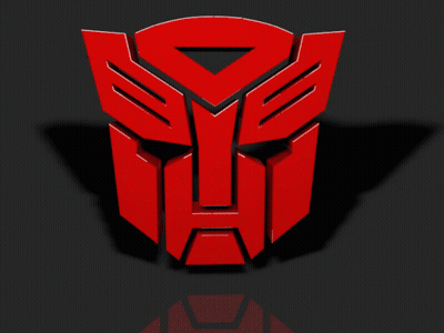 Red Transformer Logo On Dark Background GIF