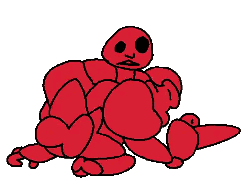 Red Turtle With Black Eyes And Hand Sticker