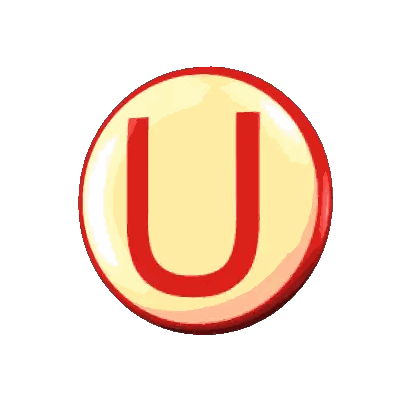 Red U Inside Circle Sticker