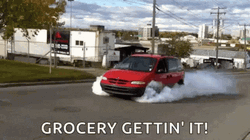 Red Van Going To Grocery GIF