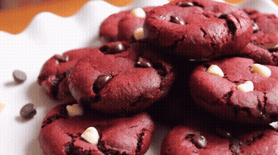 Red Velvet Cookies With Chocolate Chips GIF