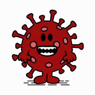 Red Virus Cartoon With Tongue GIF