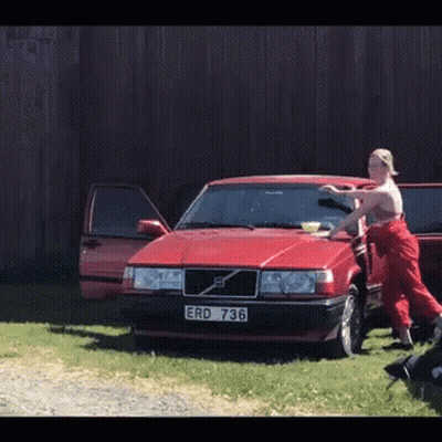 Red Volvo With License Plate ERD736 GIF