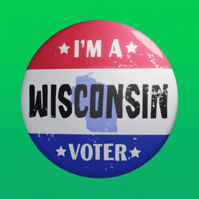 Red White And Blue Button Saying I'm A Wisconsin Voter GIF