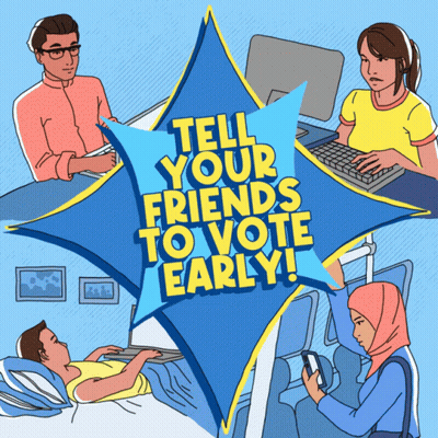 Red White And Blue Circle With Vote Inside GIF