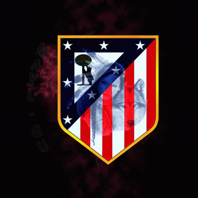 Red White And Blue Emblem With Wolf And Woman GIF