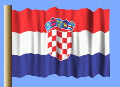 Red White And Blue Flag With Checkered Crest GIF