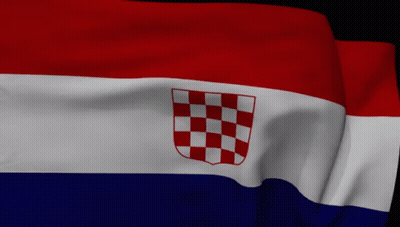 Red White And Blue Flag With Checkered Shield GIF