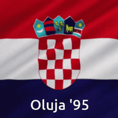 Red White And Blue Flag With Coat Of Arms 1995 GIF