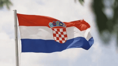 Red White And Blue Flag With Coat Of Arms GIF