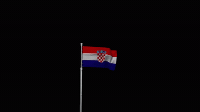 Red White And Blue Flag With Crest GIF