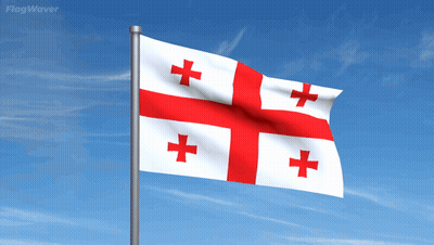 Red White And Blue Flag With Cross Flying GIF