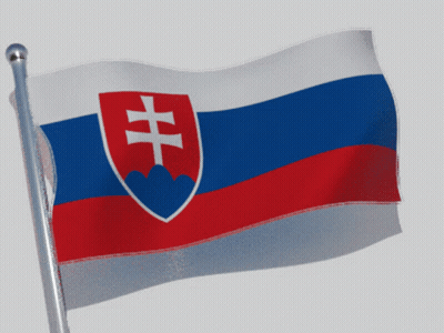 Red White And Blue Flag With Cross On Shield GIF