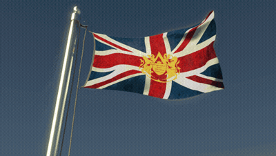 Red White And Blue Flag With Gold Coat Of Arms GIF
