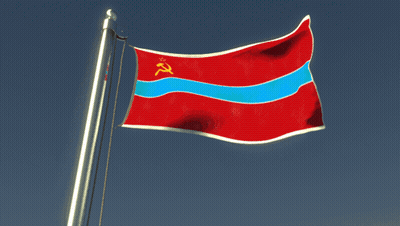 Red White and Blue Flag With Hammer and Sickle