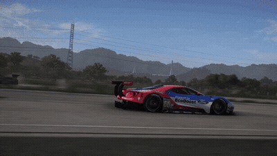 Red White And Blue Ford EcoBoost Race Car On Track GIF