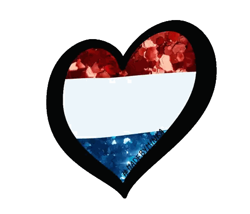 Red White And Blue Heart With Black Border Sticker