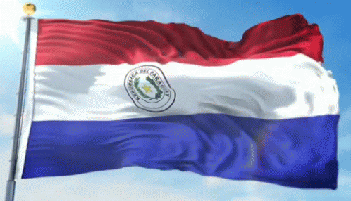 Red, White, And Blue Paraguay Flag Waving GIF