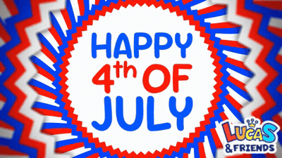 Red White And Blue Sign Saying Happy Fourth Of July GIF