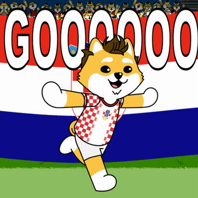 Red White Checkered Dog Running Past Gooooo Banner GIF