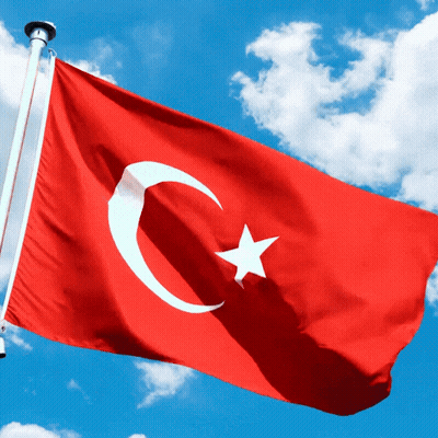 Red White Flag Crescent Moon Star