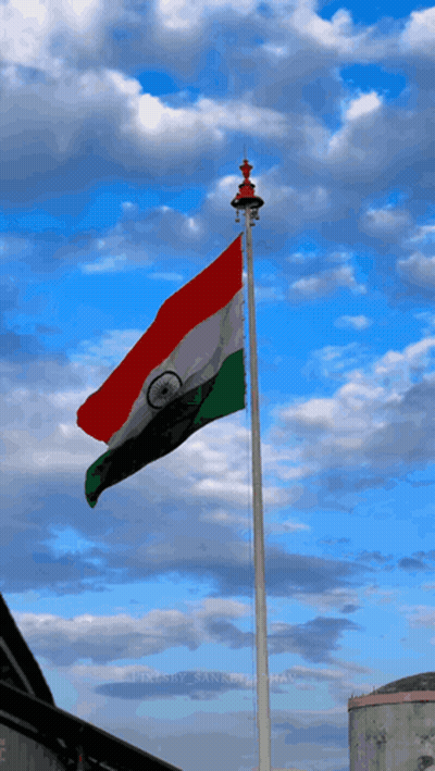 Red White Green Flag Flying In Wind GIF