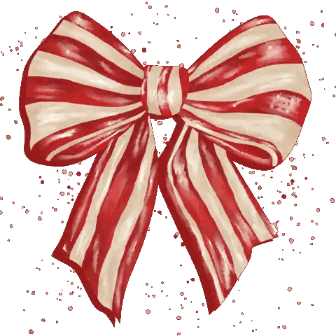 Red White Striped Bow With Confetti Sticker