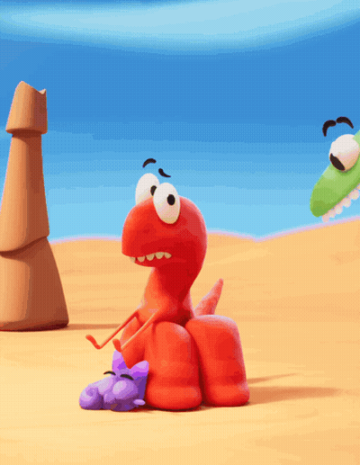 Red Worm Sitting On Purple Object GIF