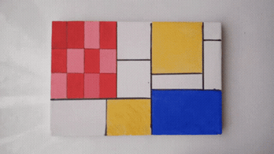 Red Yellow And Blue Squares Painting GIF